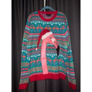 Ugly Christmas Sweater Xmas Size Large Flamingo